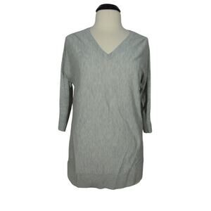 MOSSIMO Sweater M MEDIUM Gray V-Neck Dolman Top 3/4 Sleeves